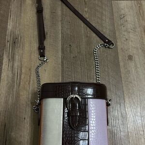 madden NYC Brown, Cream, and Pink Crossbody Bag